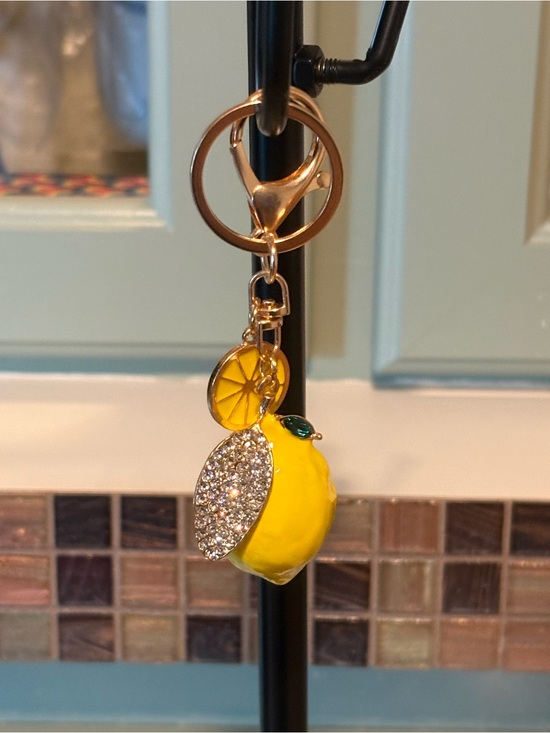 Accessories - Yellow Lemon Crystal Keychain Charm - Unbranded